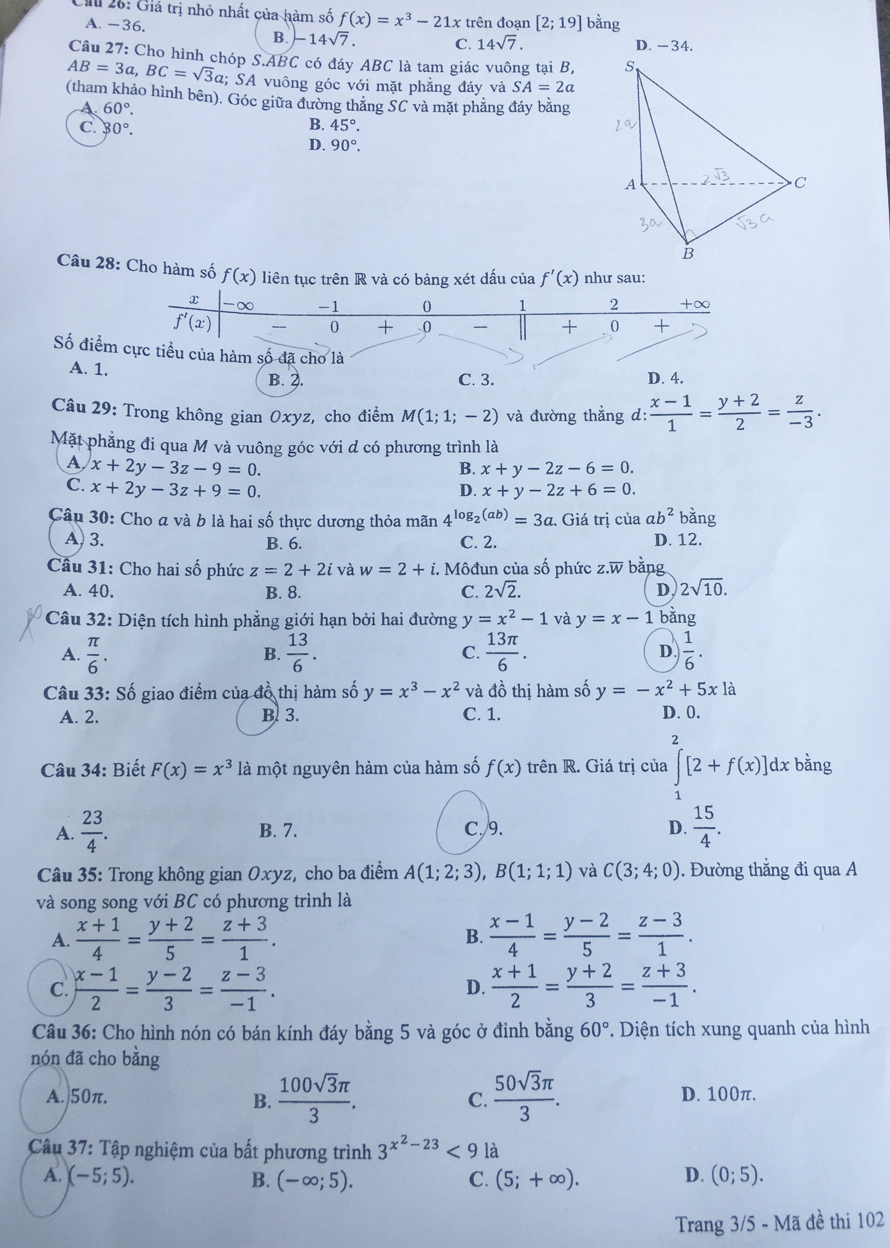 đáp án môn Toán thi tốt nghiệp THPT ảnh 4 dap an mon Toan thi tot nghiep THPT anh 4