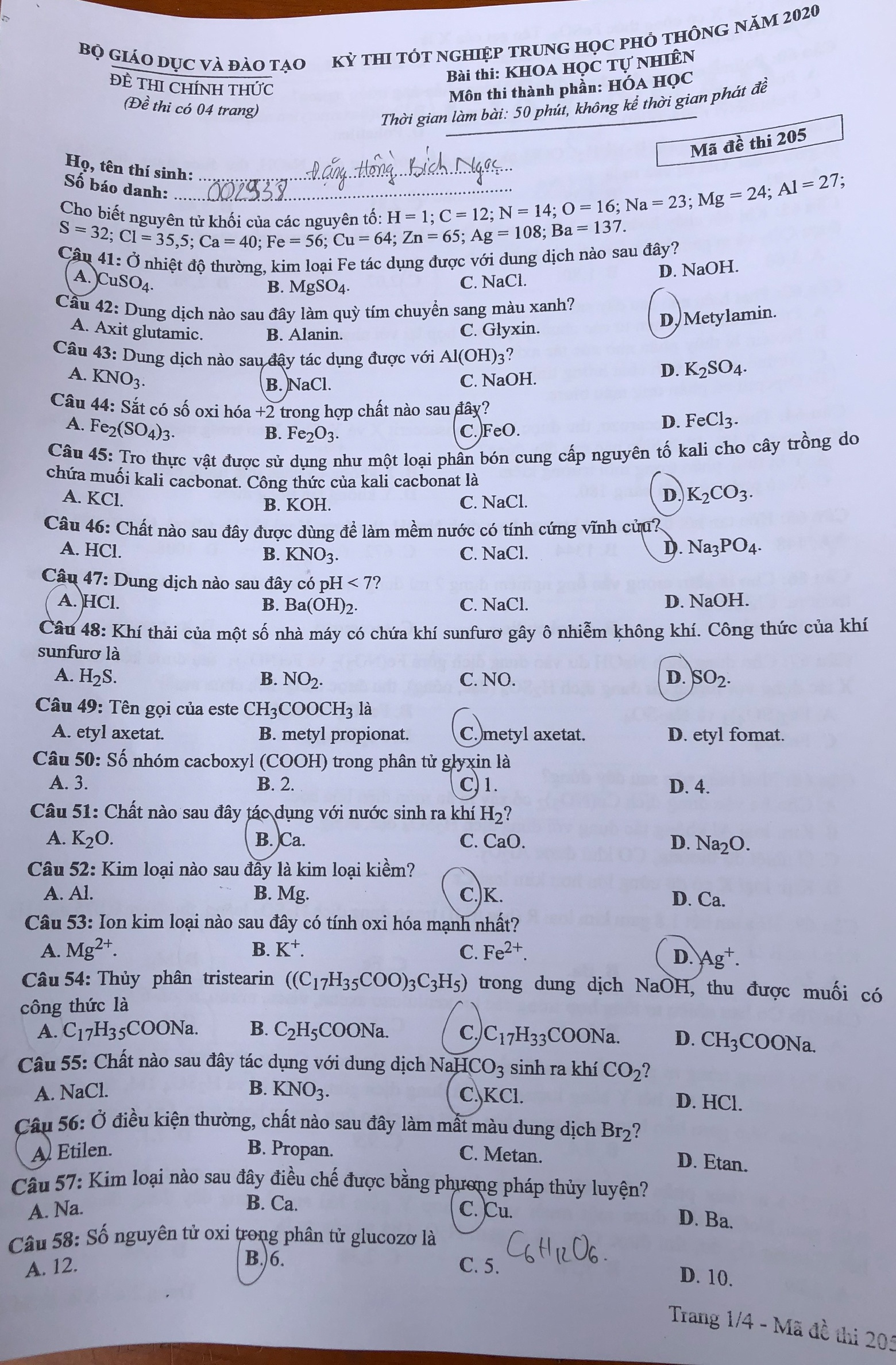 dap an mon Hoa hoc anh 2