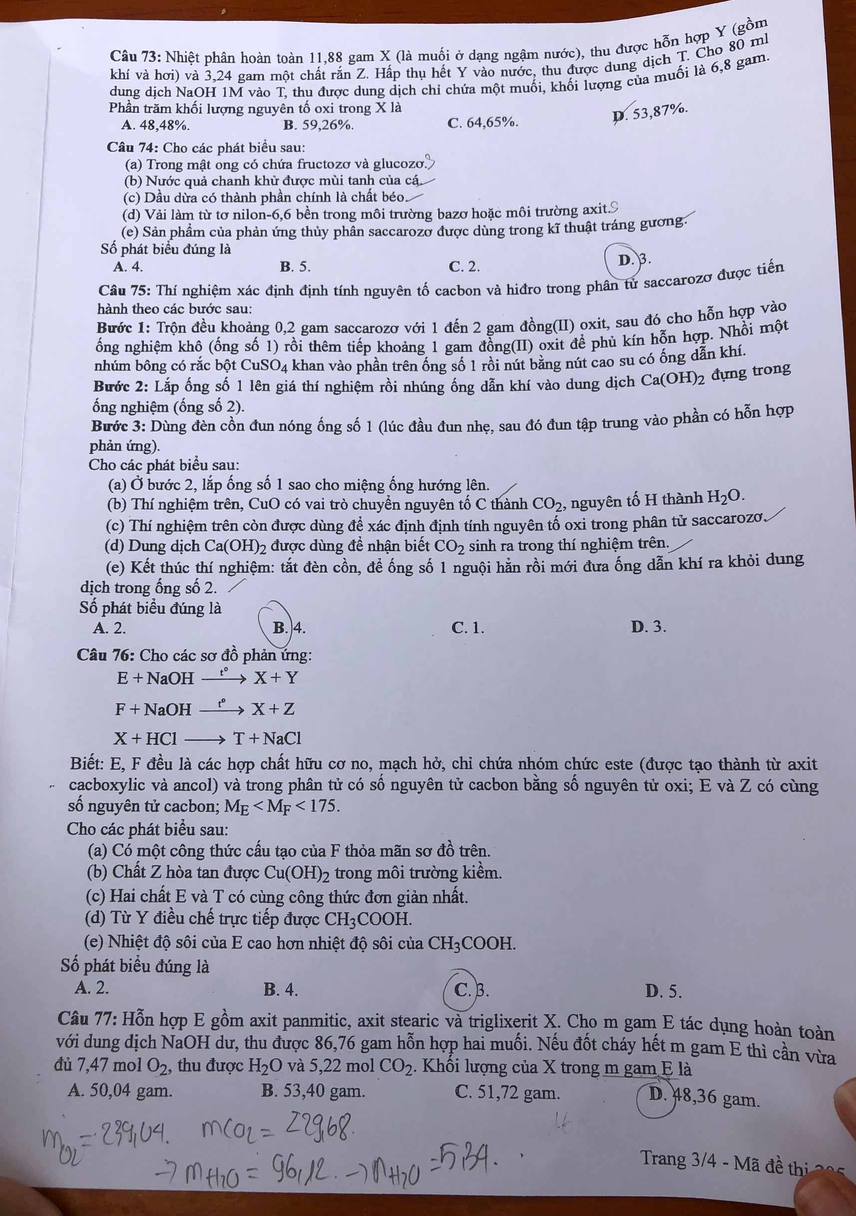 dap an mon Hoa hoc anh 4