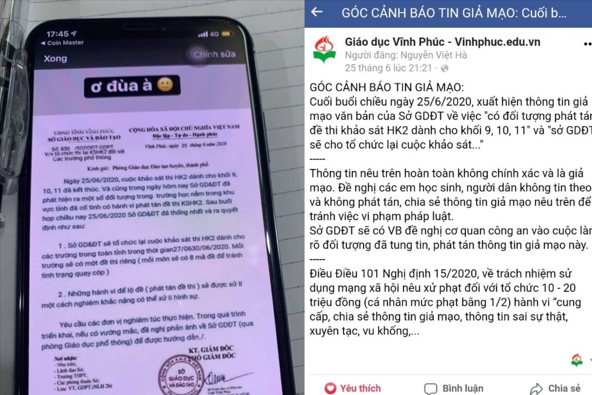 Gia mao van ban cua so GD&DT, hoc sinh bi phat 3,75 trieu dong hinh anh