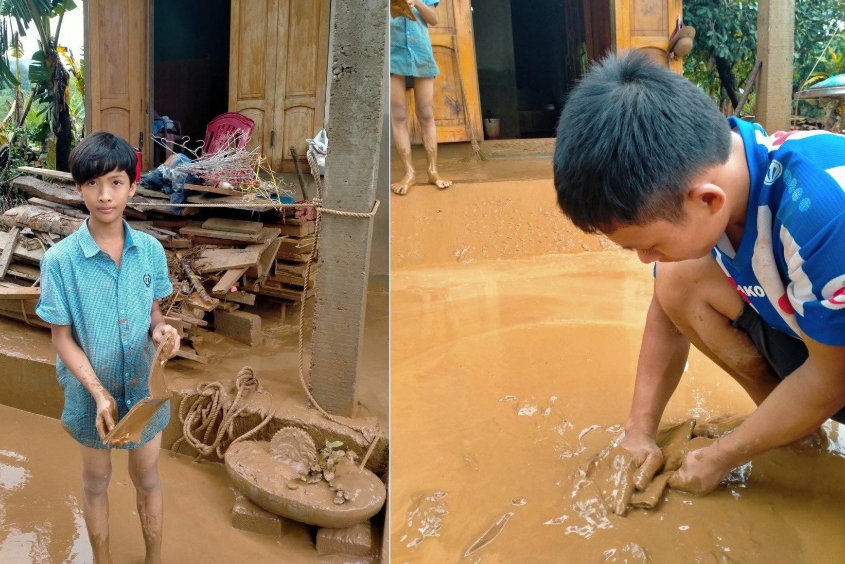 Sau lu, hoc sinh Quang Tri vot sach vo trong bun hinh anh