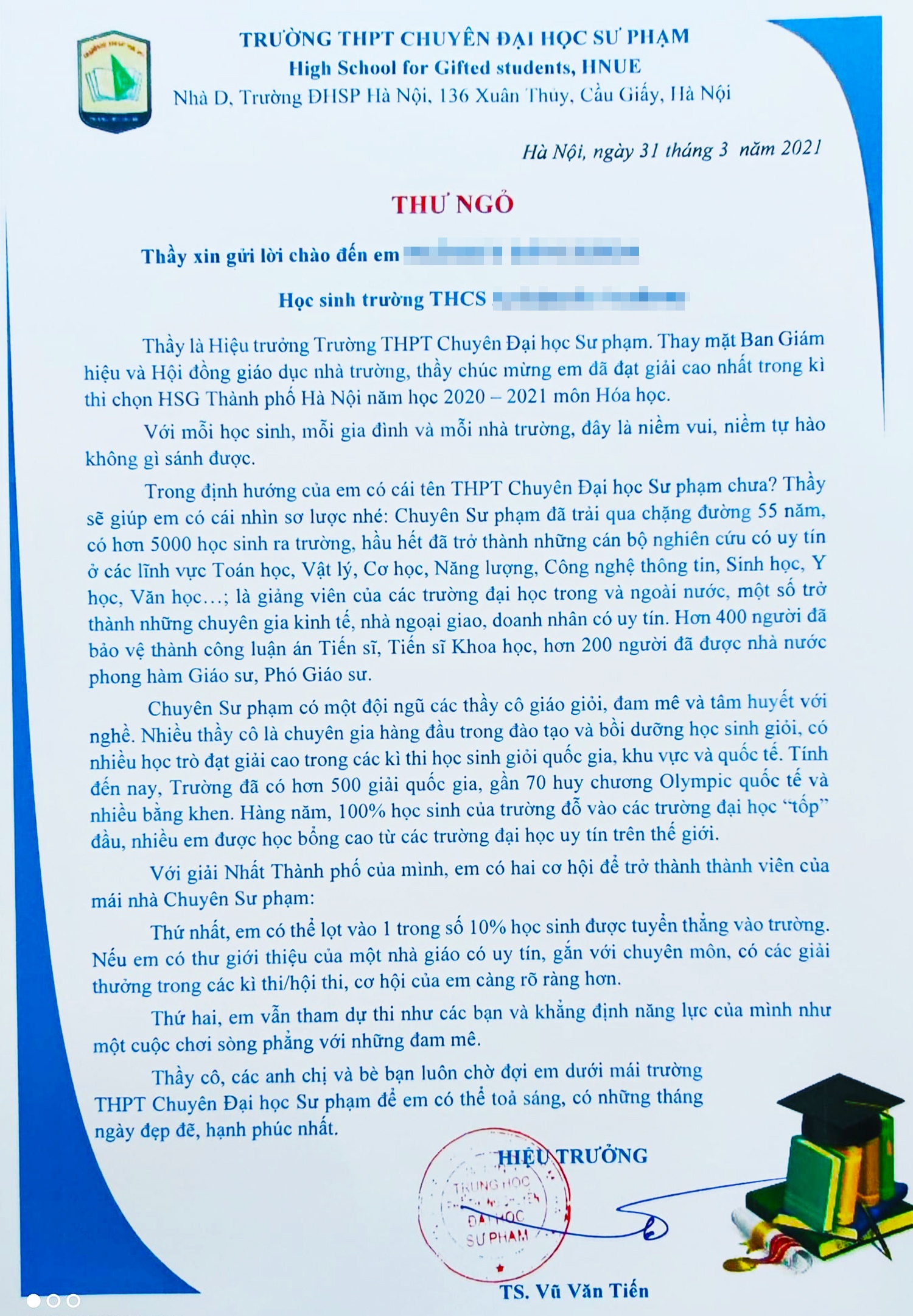 Lá thư của hiệu trưởng trường chuyên ảnh 1 La thu cua hieu truong truong chuyen anh 1