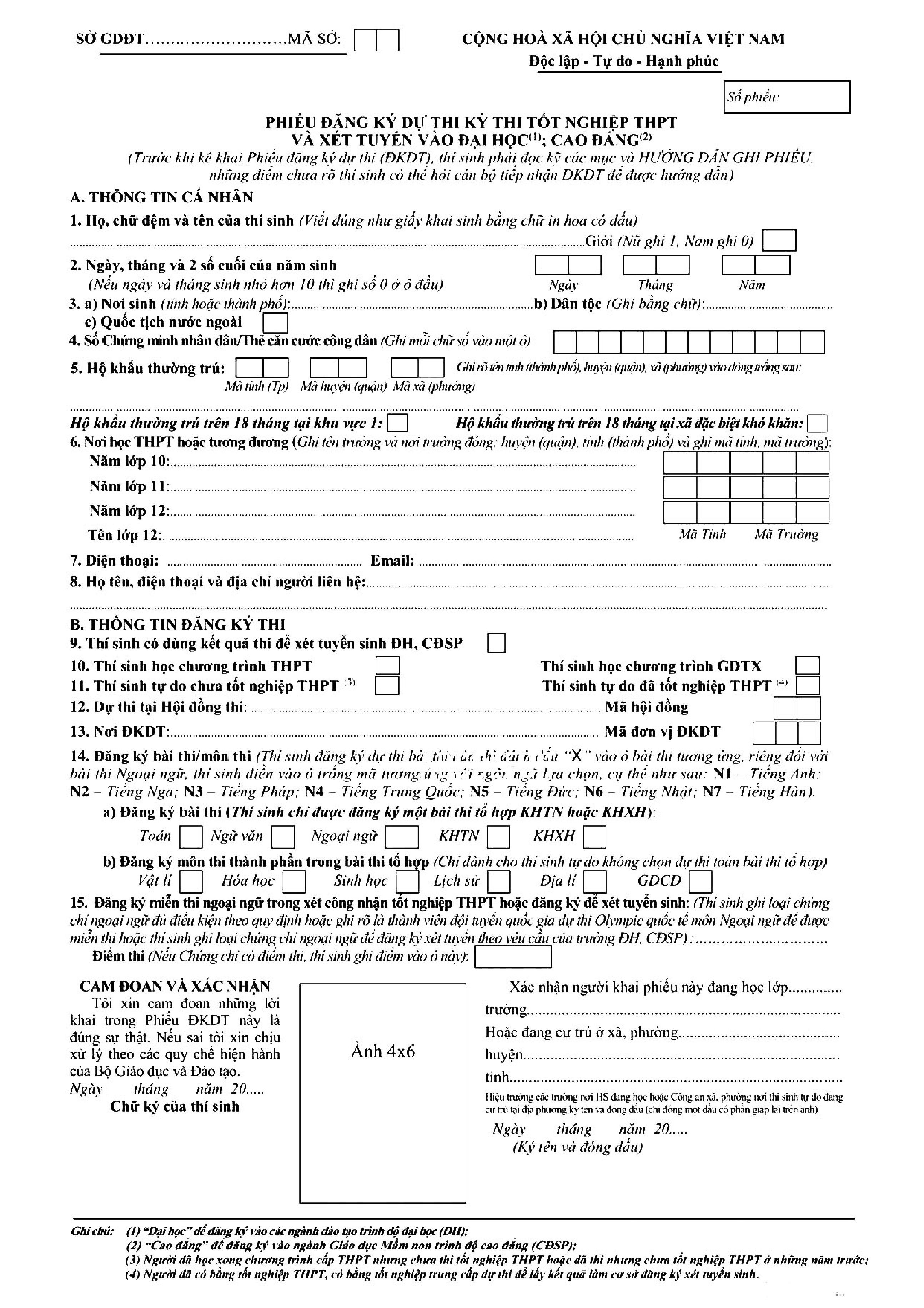 Huong dan ghi phieu dang ky du thi tot nghiep anh 1