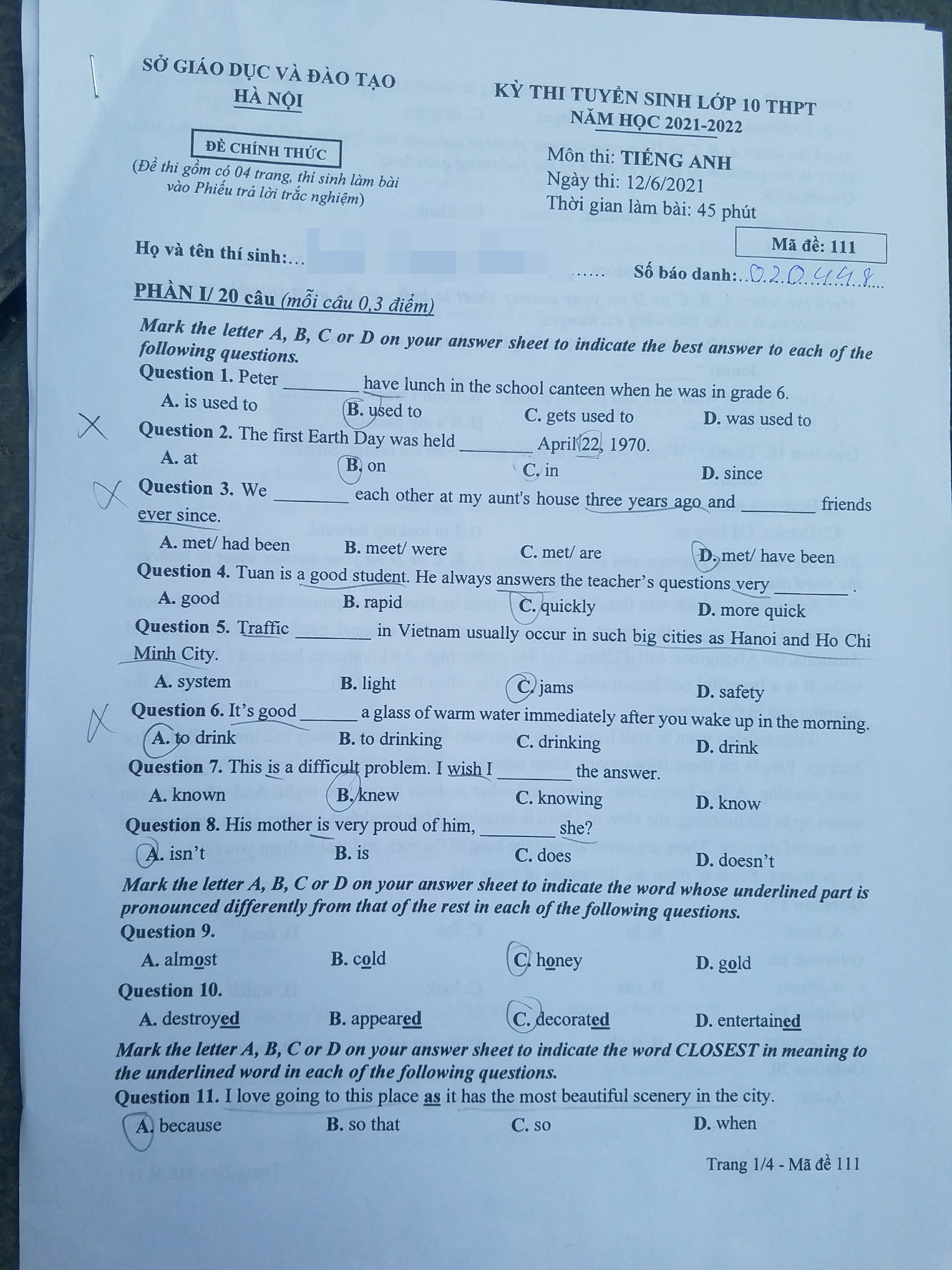 De thi Tieng Anh vao lop 10 anh 1