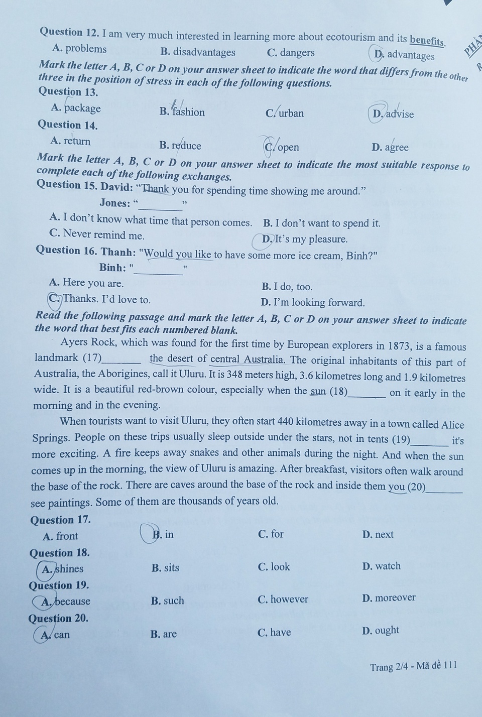 dap an mon Tieng Anh vao lop 10 anh 7