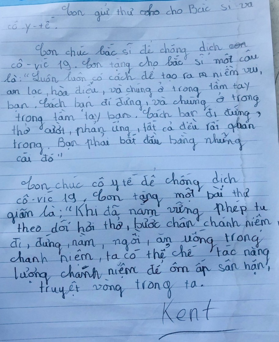 Học sinh viết thư gửi bác sĩ ở tuyến đầu  ảnh 3 Hoc sinh viet thu gui bac si o tuyen dau anh 3