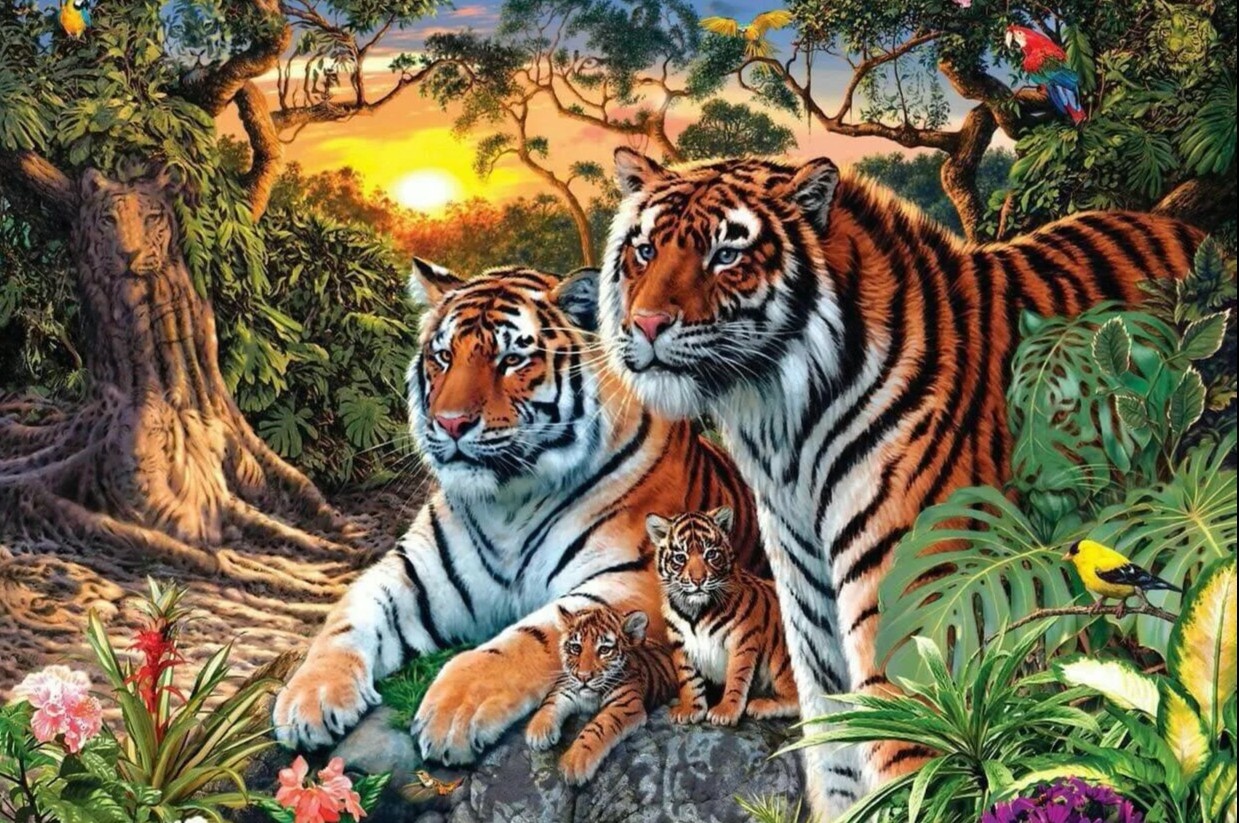 Cau do dem so con ho trong buc tranh hinh anh