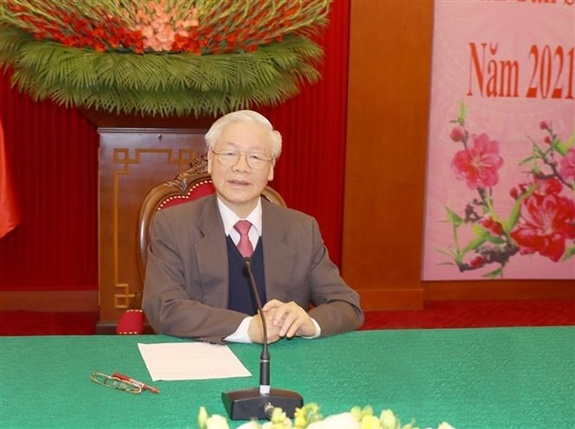 Tong bi thu dien dam voi chu tich dang Nuoc Nga Thong nhat hinh anh