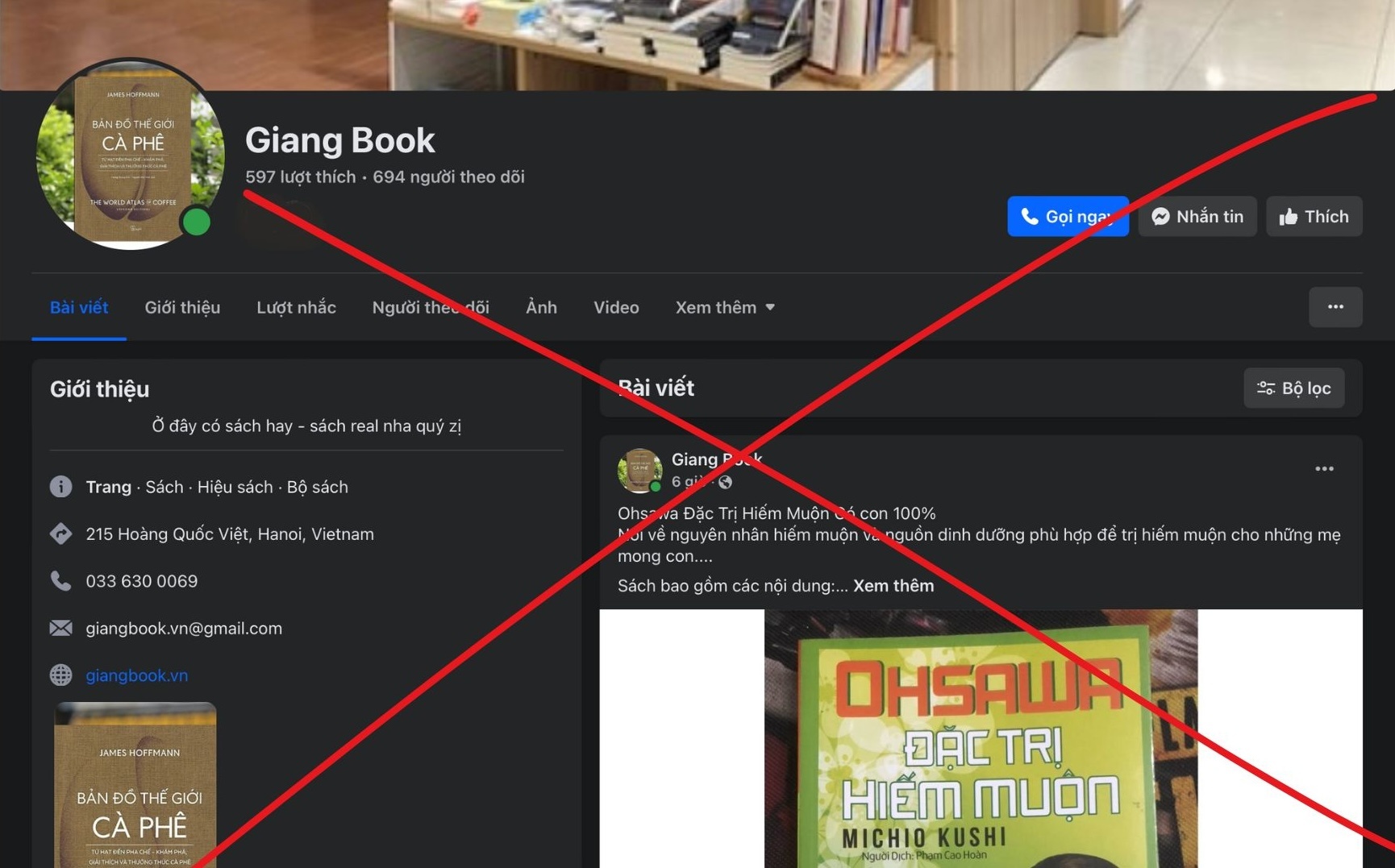 Ban sach gia con ngang nhien chay quang cao hinh anh