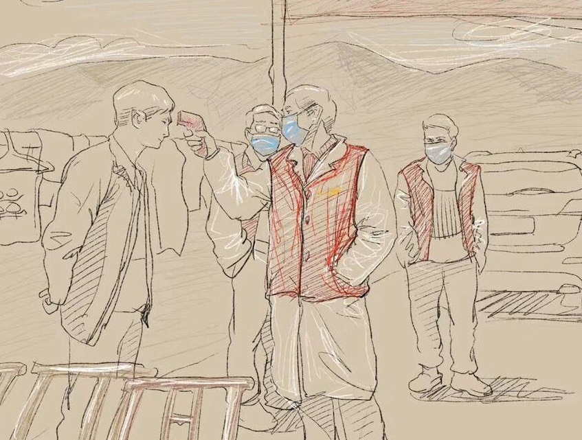 Tranh ve nguoi cha chien dau voi Covid-19 cua hoc sinh cap 2 hinh anh