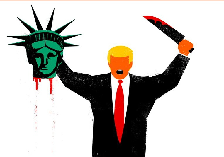 Hinh 'Trump chat dau Nu than Tu do' len bia tap chi Spiegel hinh anh