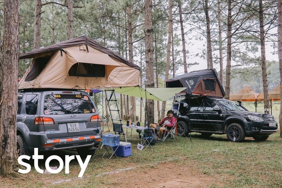 Toi di camping bang oto hinh anh