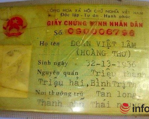 Ly giai ngay sinh 32/13/1936 tren CMND cua nha van Nhat Lam hinh anh