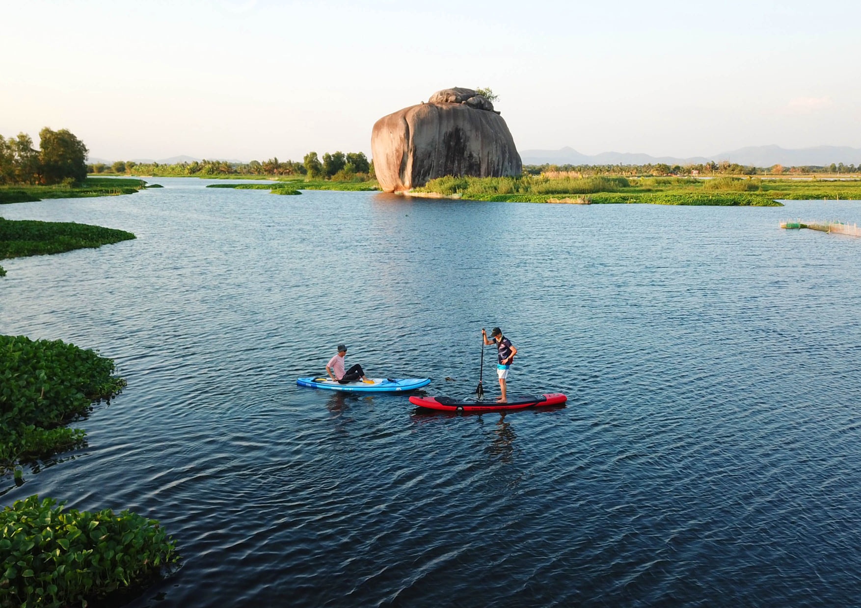 Cheo thuyen, cam trai tren canh dong lua lon nhat Dong Nai hinh anh