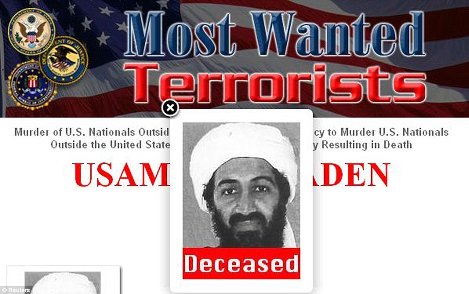 Ngay sau ngày 1/5/2011, FBI cũng thay đổi thông báo truy nã bin Laden khi xác nhận trùm khủng bố đã chết. Ảnh: 