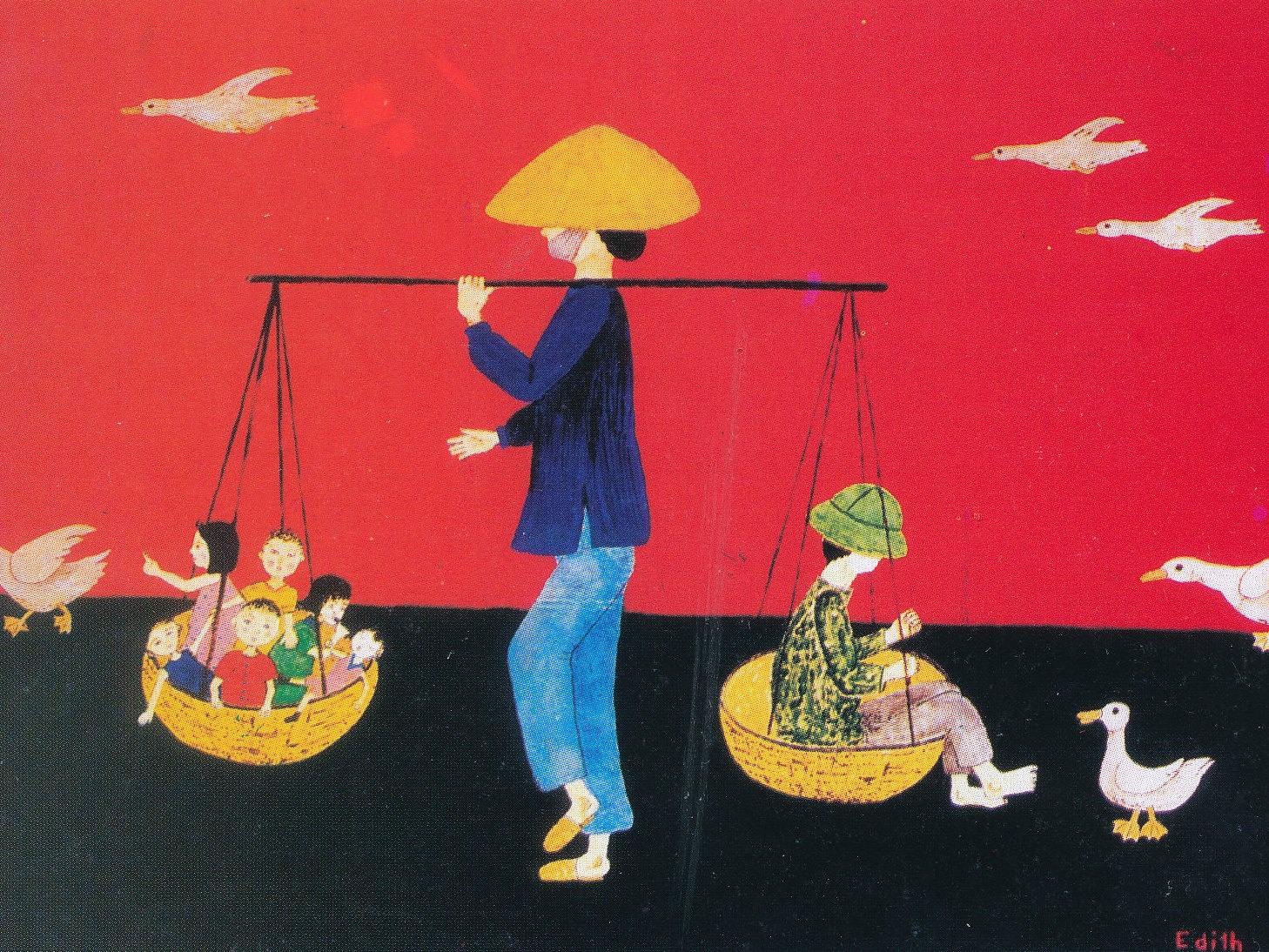 Một bức tranh do vợ của ông Otterbech vẽ trong thời gian ở Việt Nam, tái hiện cảnh