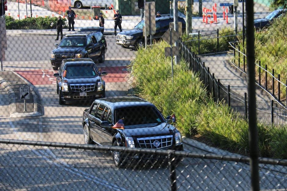 Đoàn xe hộ tống Tổng thống Barack Obama dự hội nghị G20 ở Australia năm 2014. Ảnh: ABC