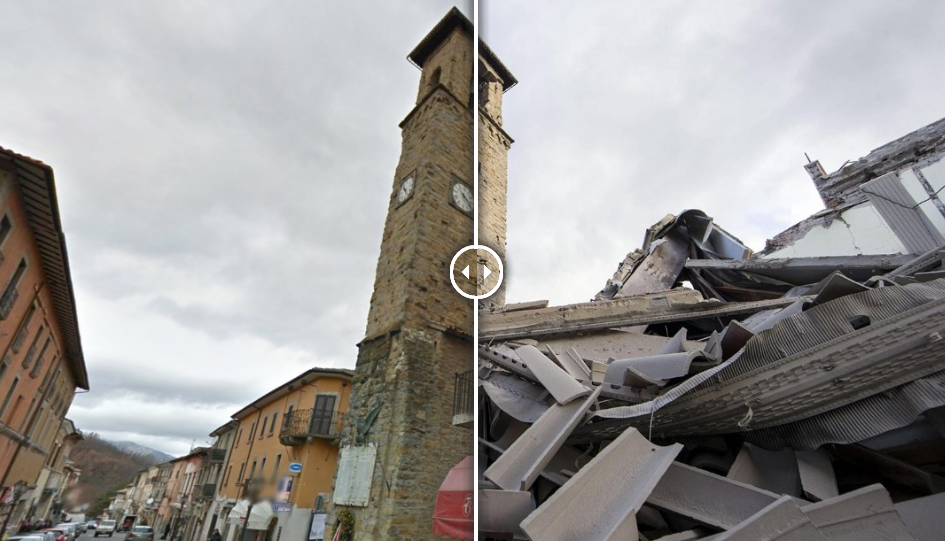 Khung canh truoc va sau tran dong dat xoa so thi tran Italy hinh anh