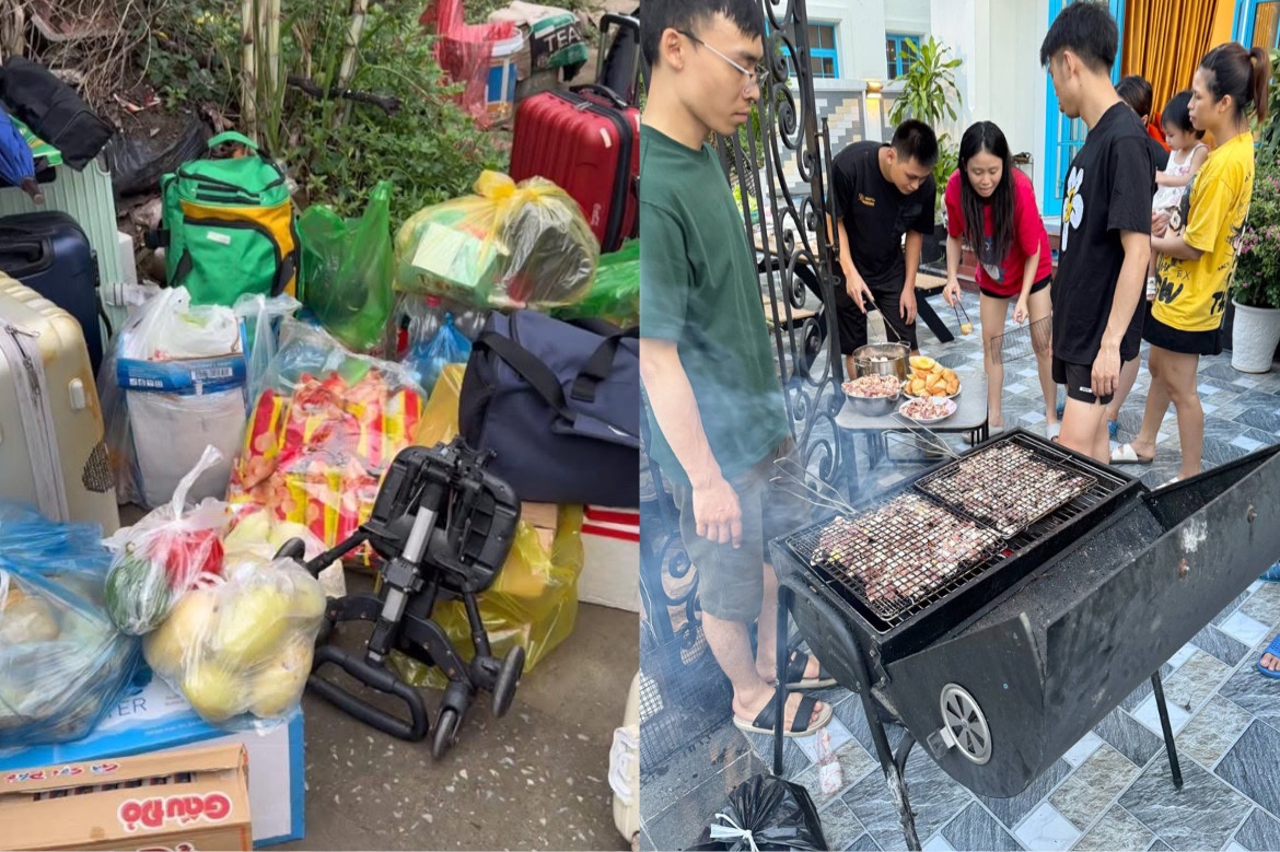 Dai gia dinh Ha Noi mang theo 'ca can nha' khi du lich Ha Long hinh anh