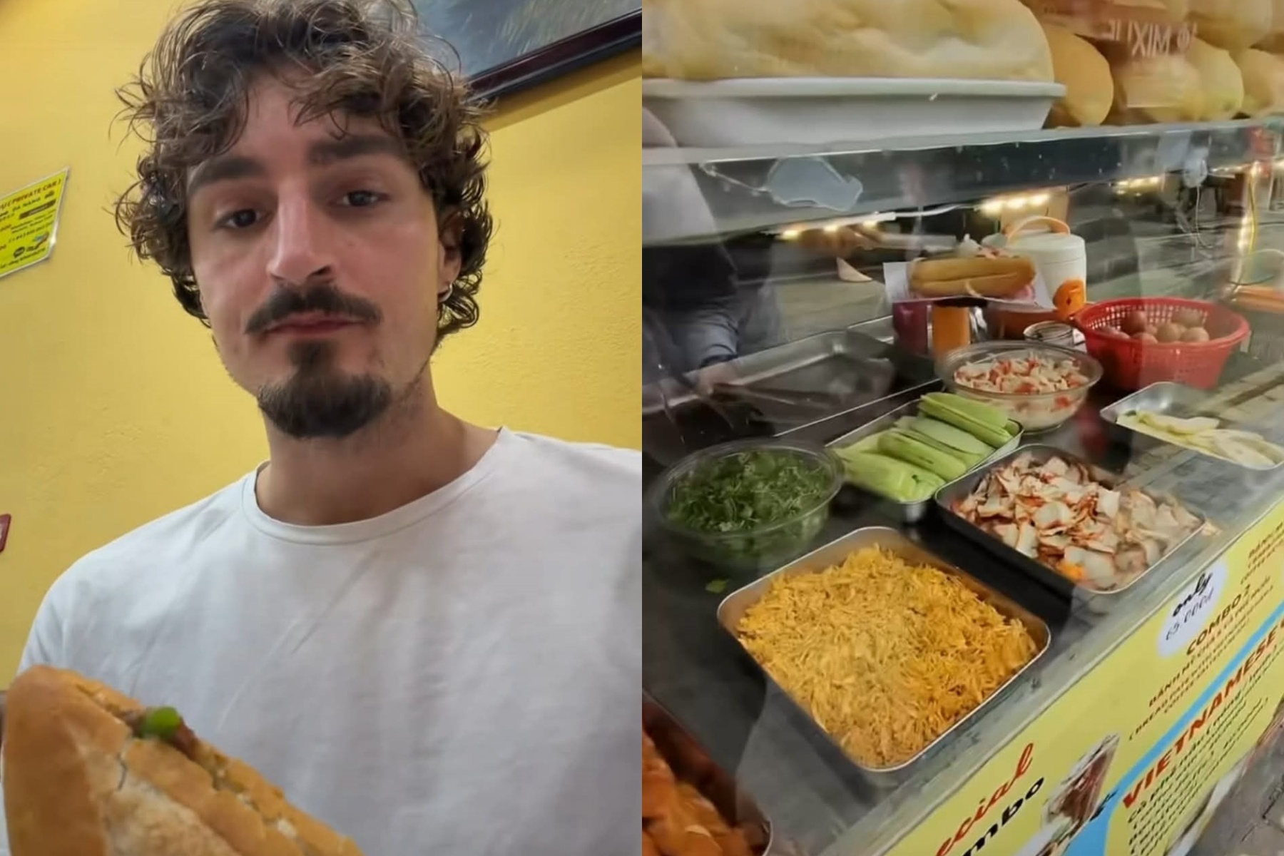 Khach Tay ke vu nhan vien bo do an trong mieng vao banh mi o Ninh Binh hinh anh