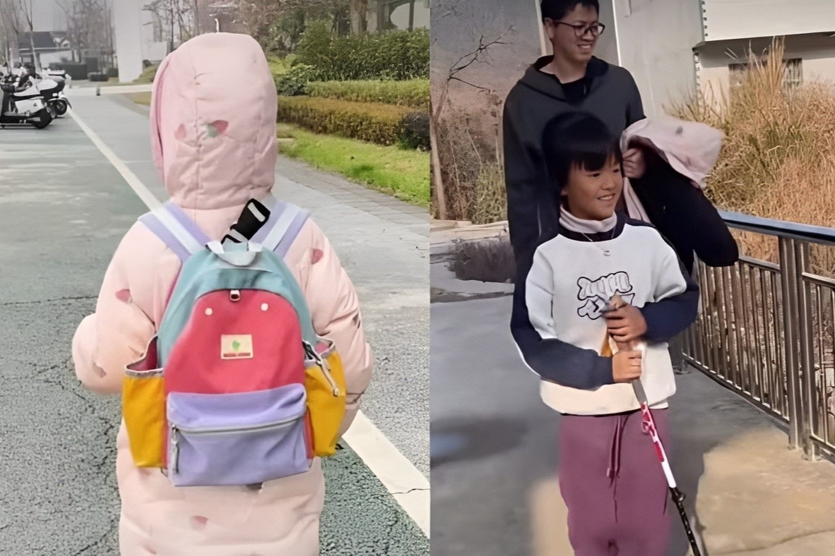 Be gai 8 tuoi o Trung Quoc di bo hon 120 km ve que an Tet hinh anh