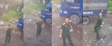 Xac dinh quan nhan rut sung chia ve tai xe xe container hinh anh