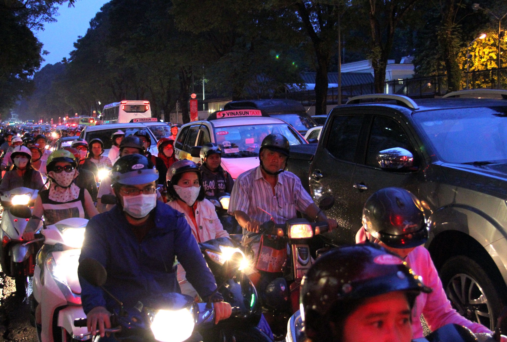 Cay lon bat goc o trung tam TP.HCM, giao thong ket cung hinh anh