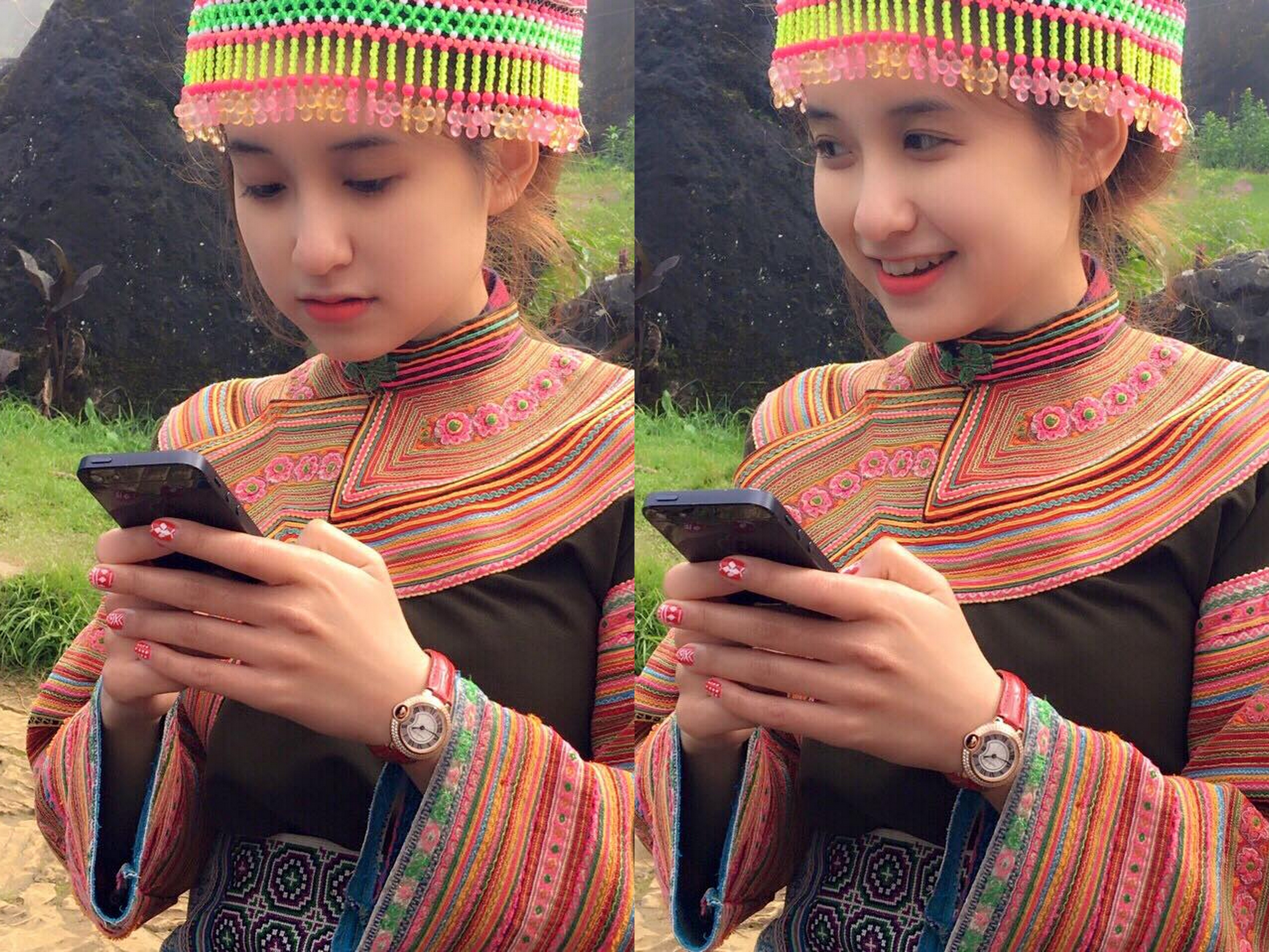 Co gai Dak Lak noi tieng nho dien trang phuc H'Mong hinh anh