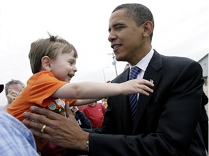 Obama than thien voi tre nho hinh anh