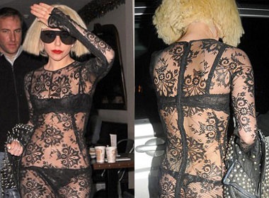 Troi lanh 4 do C, Lady GaGa dien do lot ra duong hinh anh