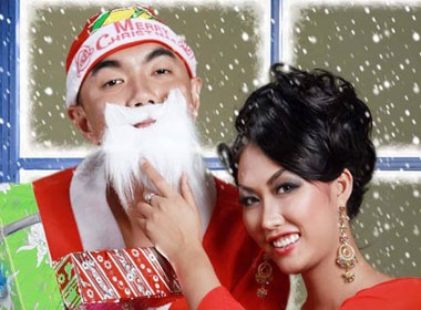 Phi Thanh Van lam 'ba gia' Noel voi Quoc Thuan hinh anh