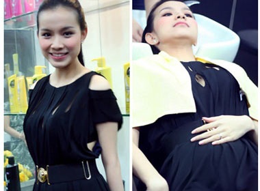 Hoa hau Thuy Lam 'lo' bung bau hinh anh