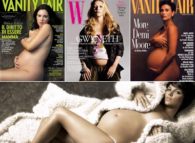 Ngam nguoi dep khoe bung bau tren tap chi hinh anh