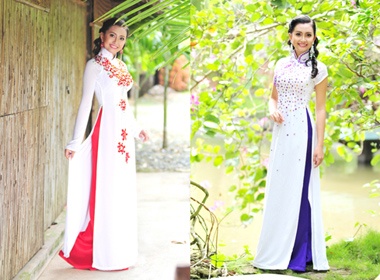 Nguoi dep xu Dua duyen dang cung ao dai hinh anh
