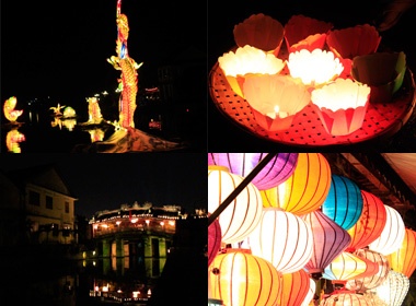 Den hoa dang lung linh dem ram Hoi An hinh anh