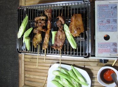 La mieng nuong xien que hinh anh