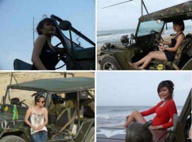 Thieu nu Viet lam duyen ben xe Jeep hinh anh