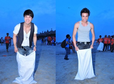 Ung Hoang Phuc nhay bao bo tren bien hinh anh