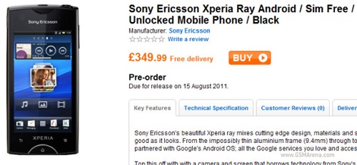 Xperia Ray bat dau duoc dat truoc voi gia 562 USD hinh anh