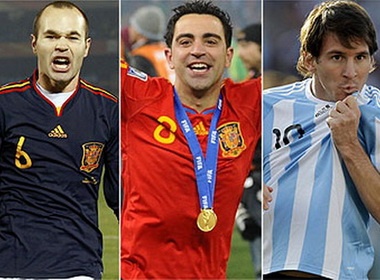 Messi, Xavi va Iniesta ‘tranh’ Qua bong vang FIFA hinh anh