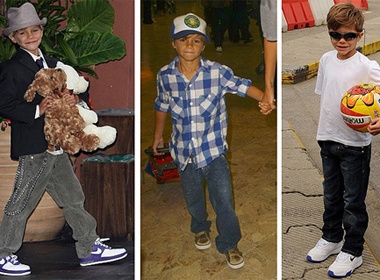 Romeo Beckham 'vuot mat' Shiloh va Suri hinh anh