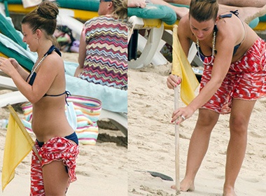 Coleen vui ve khi khong co ong xa ben canh hinh anh