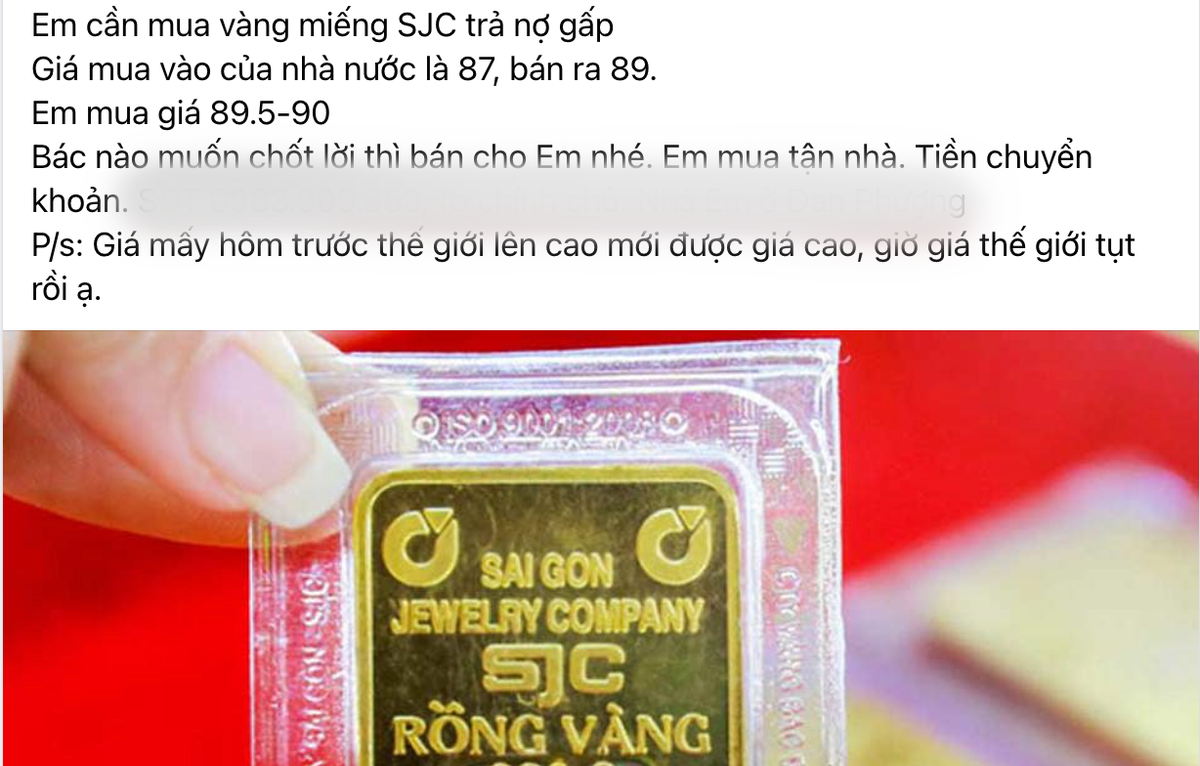 Tấp nập mua bán vàng trên 'chợ mạng', tiềm ẩn nhiều rủi ro