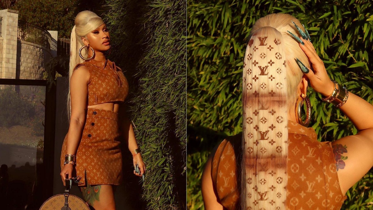 Cardi B nhuộm tóc logo Louis Vuitton, xách túi 7.000 USD - Thời trang sao