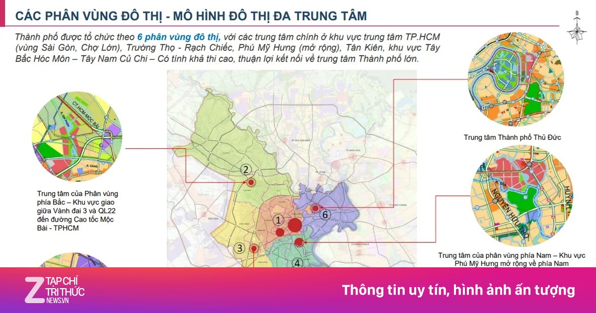 Bản đồ phát triển '6 phân vùng - 4 hướng' của TP.HCM