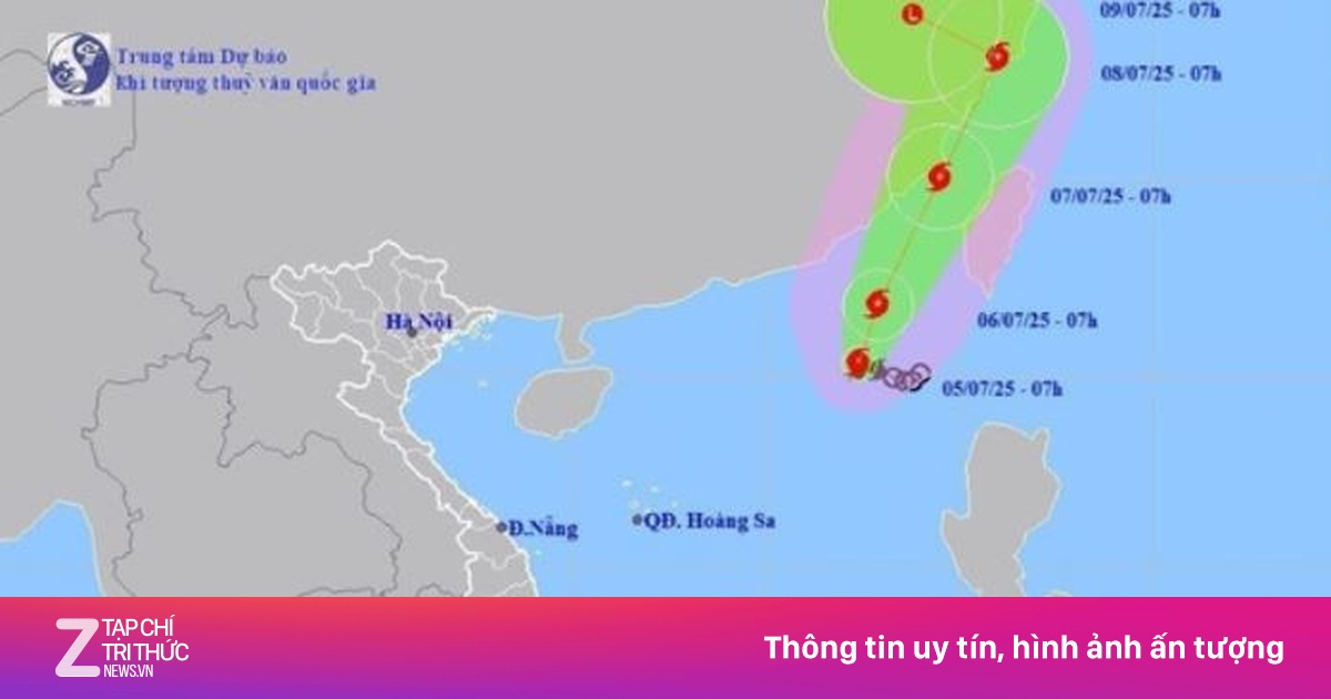 Ngày 6/7, bão số 2 đổi hướng và có khả năng mạnh thêm