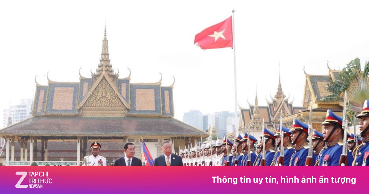 Lễ đón trọng thể Tổng Bí thư Tô Lâm thăm Campuchia