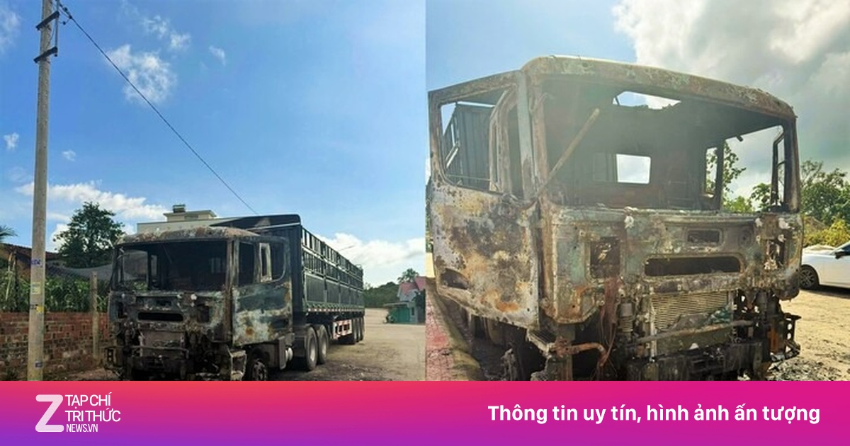 Xe đầu kéo cháy rụi, nghi do tài xế thắp hương