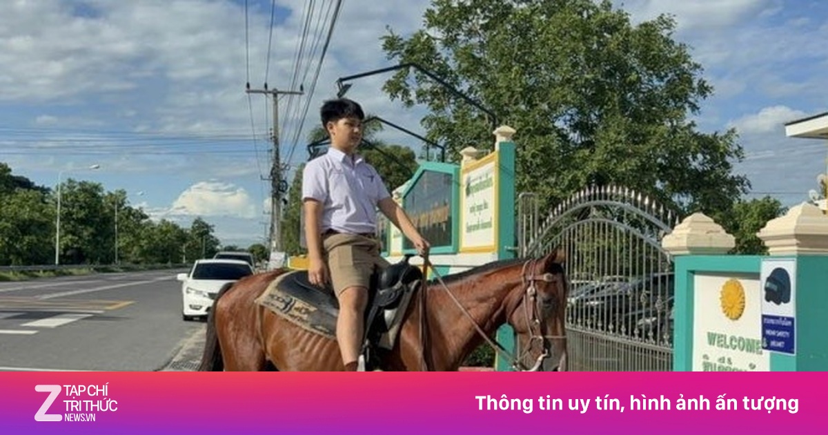 Nam sinh Thái Lan cưỡi ngựa đi học mỗi ngày để tiết kiệm xăng