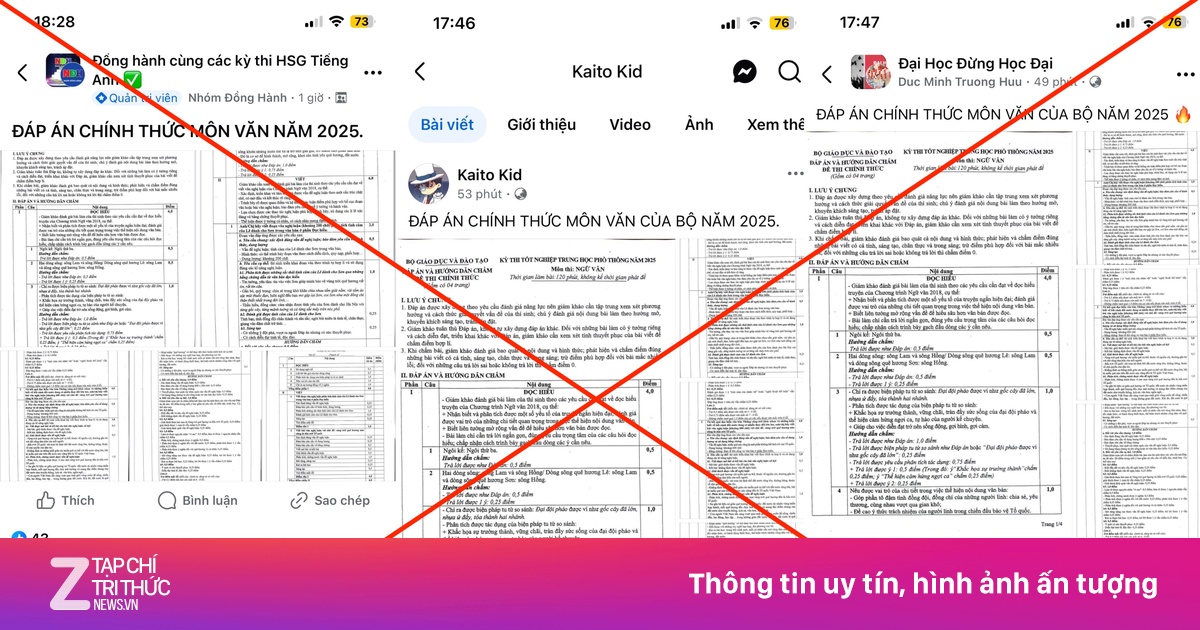 Bộ GD&ĐT phủ nhận 'đáp án chính thức môn Ngữ văn' lan truyền trên mạng